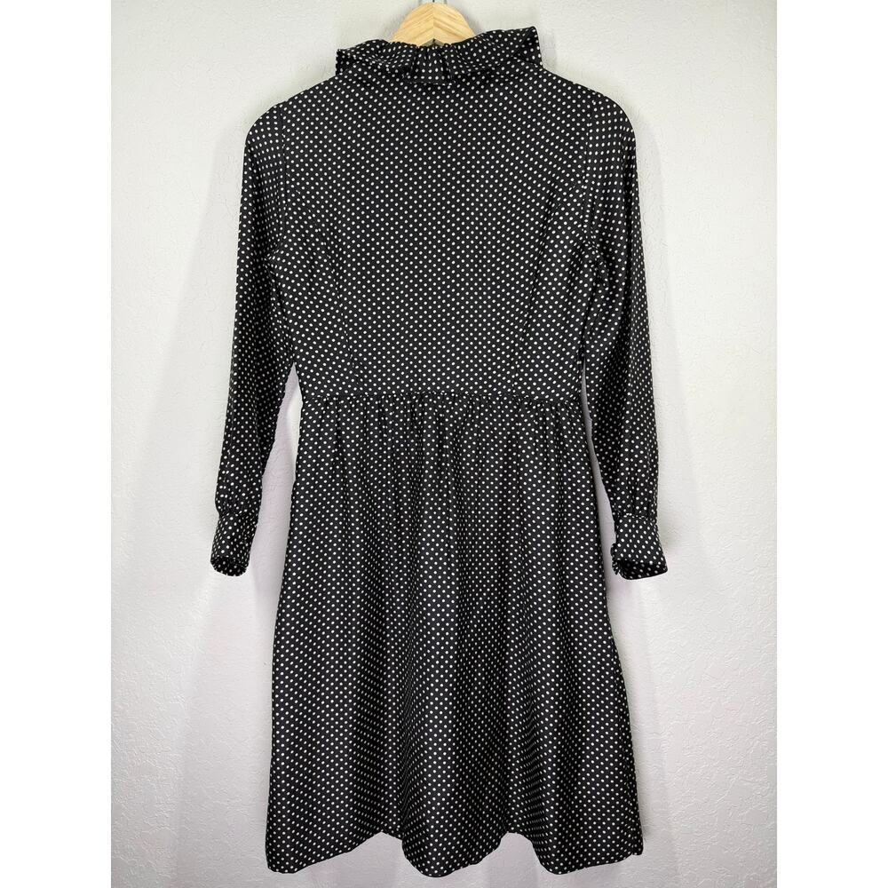 Women's Vintage J. Crew 100% Silk Black and white‎ Polka Dot Dress Size 0 - Picture 8 of 8